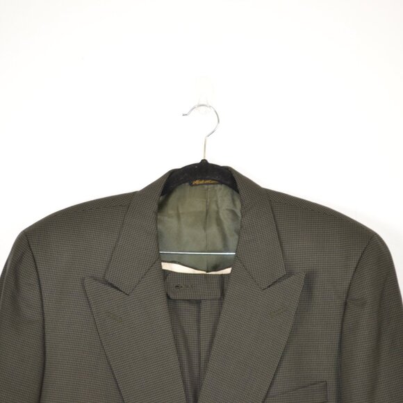 Bachrach Mens 42R Wool 2 Piece Suit Double Breasted Tweed Pleated Button Pockets - Picture 3 of 13